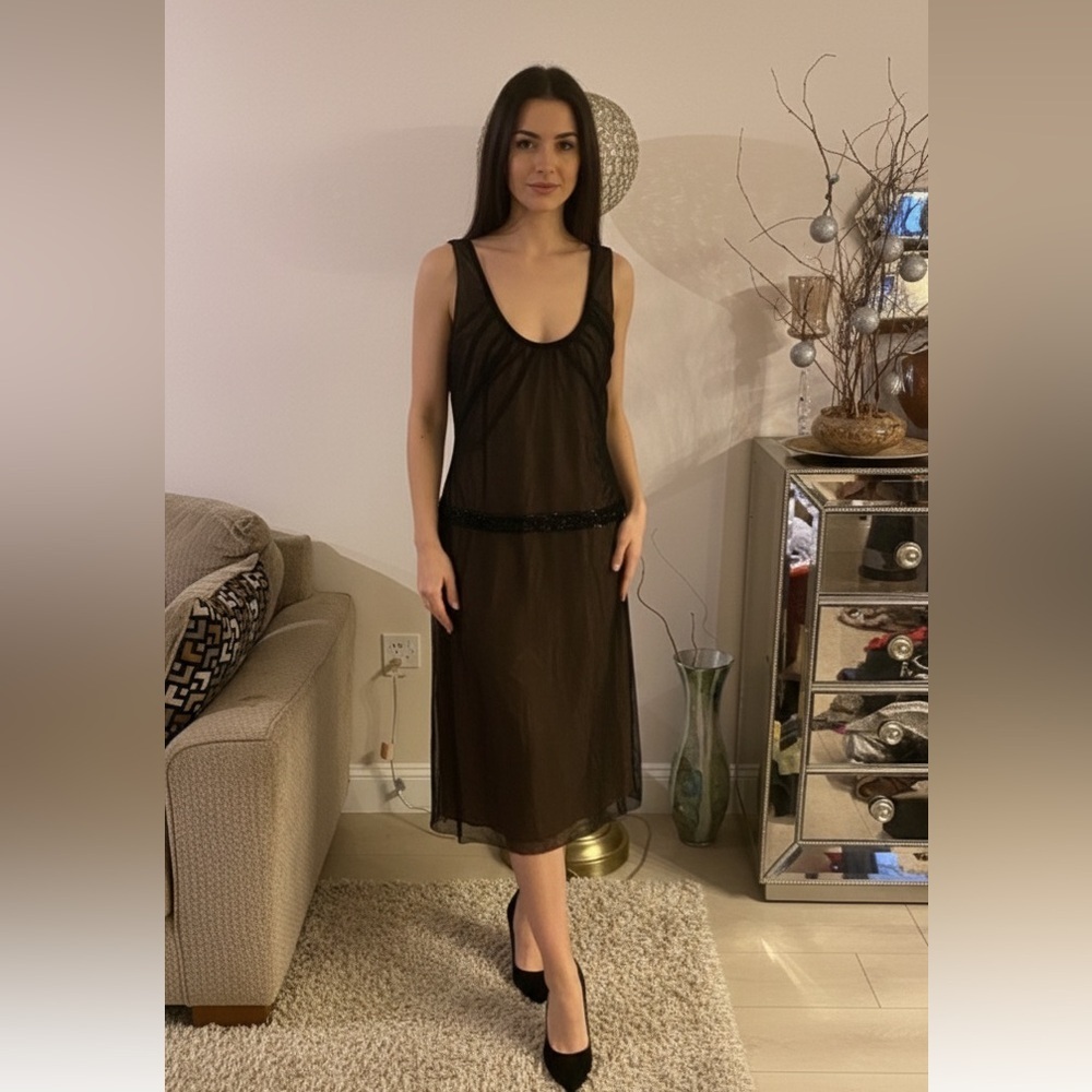Vera Wang Black Midi Dress